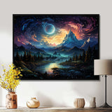 Yellow Mountain moon galatic I - Landscapes Canvas Wall Art