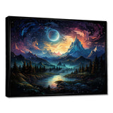 Yellow Mountain moon galatic I - Landscapes Canvas Wall Art