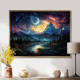 Yellow Mountain moon galatic I - Landscapes Canvas Wall Art