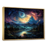 Yellow Mountain moon galatic I - Landscapes Canvas Wall Art