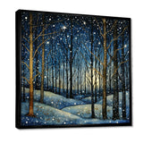 Festive starry night Winter Woodscape - Food & Beverage Canvas Wall Art