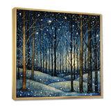 Festive starry night Winter Woodscape - Food & Beverage Canvas Wall Art