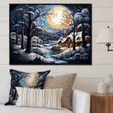 Christmas winter cottage scenery I - Landscapes Canvas Wall Art