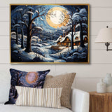 Christmas winter cottage scenery I - Landscapes Canvas Wall Art