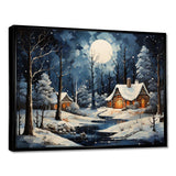 Christmas winter cottage scenery II - Landscapes Canvas Wall Art