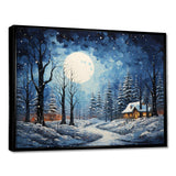 Christmas winter cottage scenery III - Landscapes Canvas Wall Art