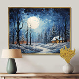 Christmas winter cottage scenery III - Landscapes Canvas Wall Art