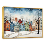 Multicolor frosty city in winter I - Landscapes Canvas Wall Art