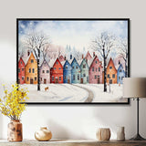 Multicolor frosty city in winter II - Landscapes Canvas Wall Art