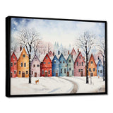 Multicolor frosty city in winter II - Landscapes Canvas Wall Art