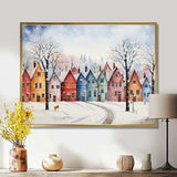 Multicolor frosty city in winter II - Landscapes Canvas Wall Art