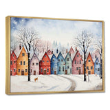 Multicolor frosty city in winter II - Landscapes Canvas Wall Art