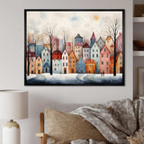 Multicolor frosty city in winter III - Landscapes Canvas Wall Art