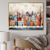 Multicolor frosty city in winter III - Landscapes Canvas Wall Art