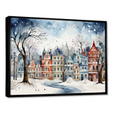 Christmas village in Winter III - Landscapes Canvas Wall Art