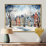 Christmas village in Winter III - Landscapes Canvas Wall Art