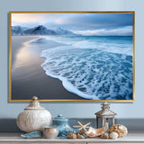 White calm wave on Coastal Beach IV - Coastal Canvas Wall Art