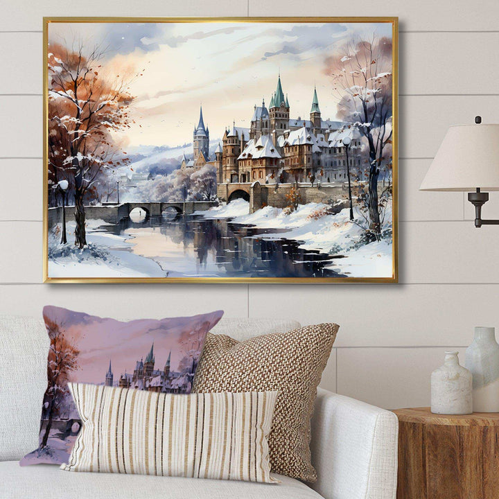 Wonderful village winter at Christmas I - Landscapes Canvas Wall Art