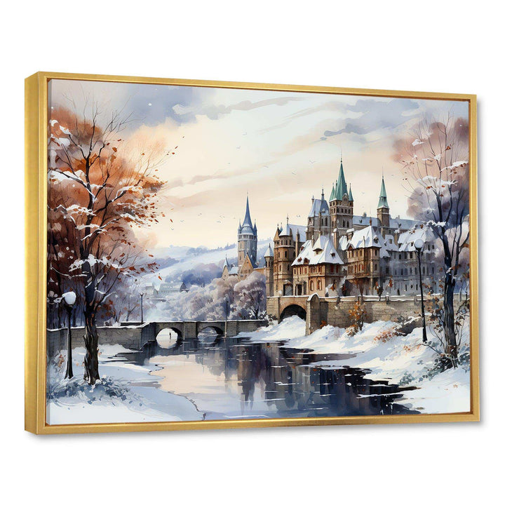 Wonderful village winter at Christmas I - Landscapes Canvas Wall Art