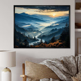 Blue and green Majesty Mountain  Panorama I - Landscapes Canvas Wall Art