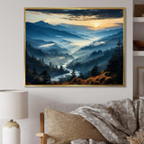 Blue and green Majesty Mountain  Panorama I - Landscapes Canvas Wall Art