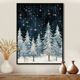 Winter Pine tree starry night sky I - Floral Canvas Wall Art