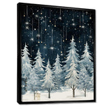 Winter Pine tree starry night sky I - Floral Canvas Wall Art