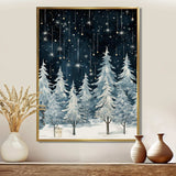 Winter Pine tree starry night sky I - Floral Canvas Wall Art