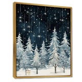 Winter Pine tree starry night sky I - Floral Canvas Wall Art