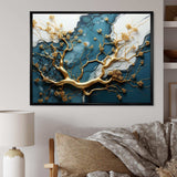 Gold and emerald Ancient bonsai  I - Floral Canvas Wall Art