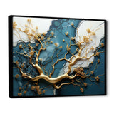 Gold and emerald Ancient bonsai  I - Floral Canvas Wall Art