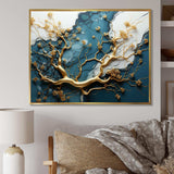 Gold and emerald Ancient bonsai  I - Floral Canvas Wall Art