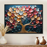 Multicolor golden tree on blue tones - Landscapes Canvas Wall Art