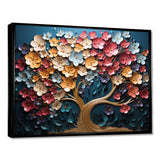 Multicolor golden tree on blue tones - Landscapes Canvas Wall Art