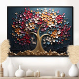 Pink and Blue golden tree on blue tones - Landscapes Canvas Wall Art