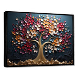 Pink and Blue golden tree on blue tones - Landscapes Canvas Wall Art