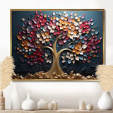 Pink and Blue golden tree on blue tones - Landscapes Canvas Wall Art