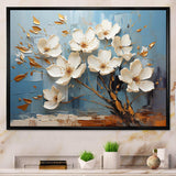 White and Blue Golden Orchid Tree Garden Of Branches VI - Floral Canvas Wall Art