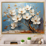 White and Blue Golden Orchid Tree Garden Of Branches VI - Floral Canvas Wall Art