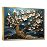 Blue and white Orchid Tree Golden Of Branches VI - Landscapes Canvas Wall Art