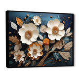 White and Gold Charming Spring  flower blooms II - Floral Canvas Wall Art