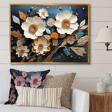 White and Gold Charming Spring  flower blooms II - Floral Canvas Wall Art