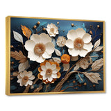 White and Gold Charming Spring  flower blooms II - Floral Canvas Wall Art