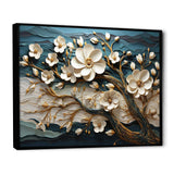 White and Gold Charming Spring  flower Elegance III - Floral Canvas Wall Art