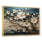 White and Gold Charming Spring  flower Elegance III - Floral Canvas Wall Art