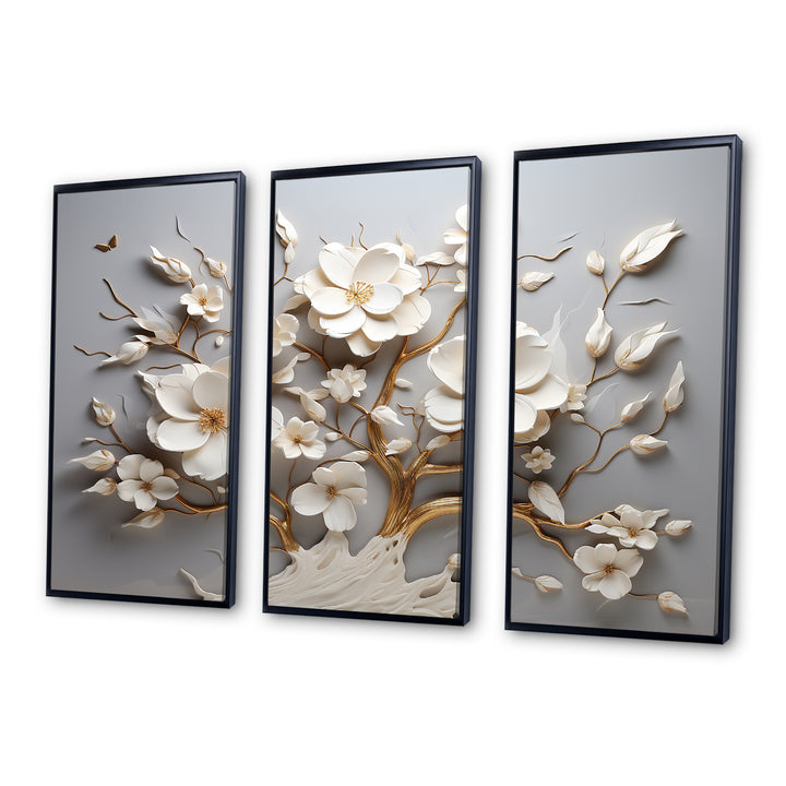 White Orchid Tree Garden Of Branches 10 - Split Panel Canvas Art
