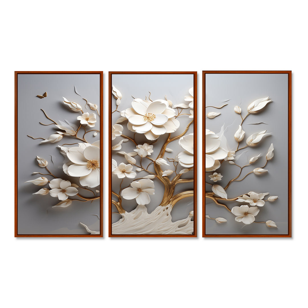 White Orchid Tree Garden Of Branches 10 - Split Panel Canvas Art