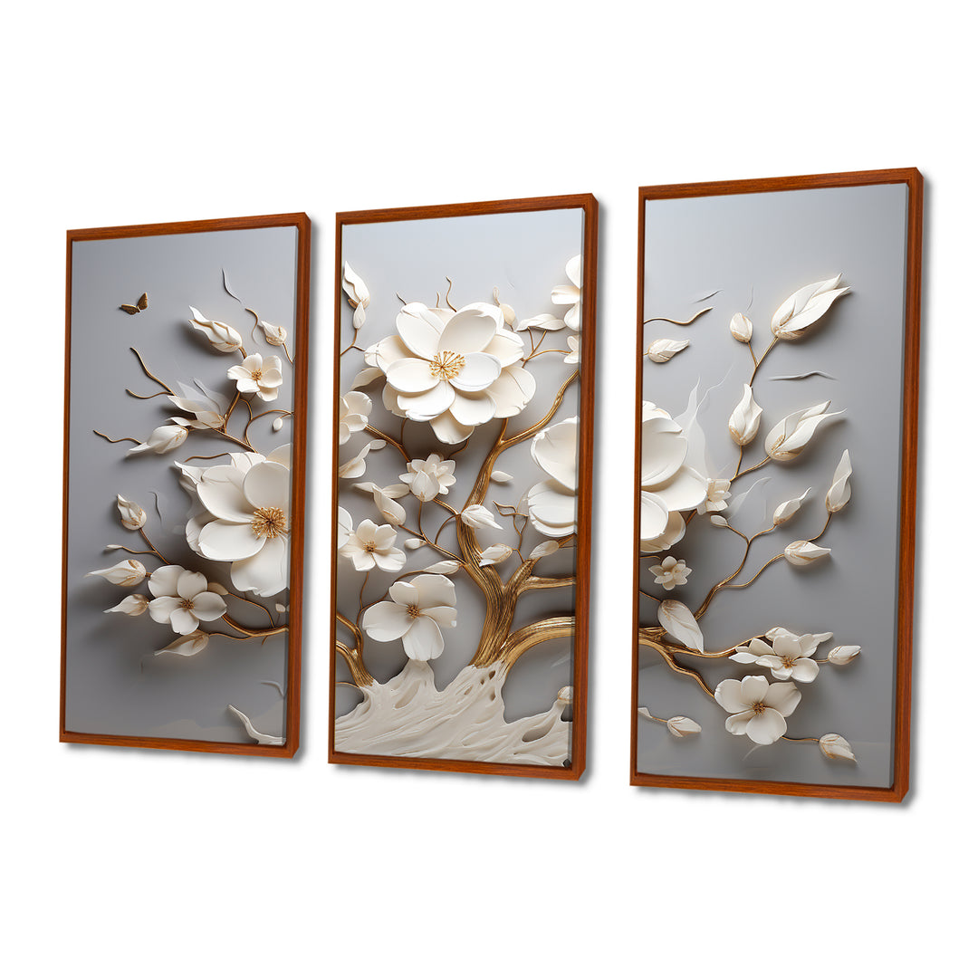 White Orchid Tree Garden Of Branches 10 - Split Panel Canvas Art