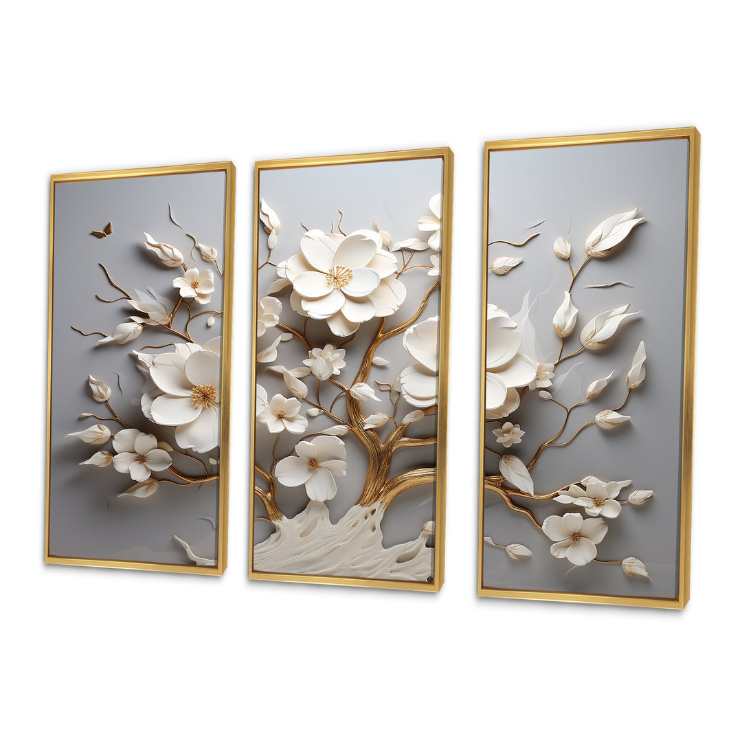 White Orchid Tree Garden Of Branches 10 - Split Panel Canvas Art