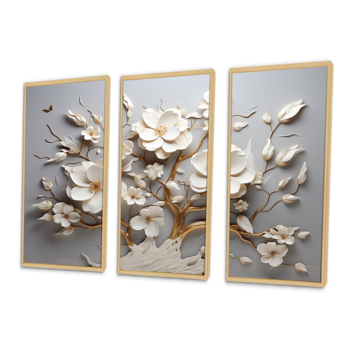 White Orchid Tree Garden Of Branches 10 - Split Panel Canvas Art